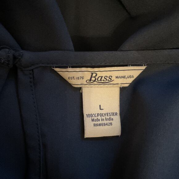 Bass Navy3/4 Sleeve Tie Hem Embtoidered Top L - Picture 4 of 6